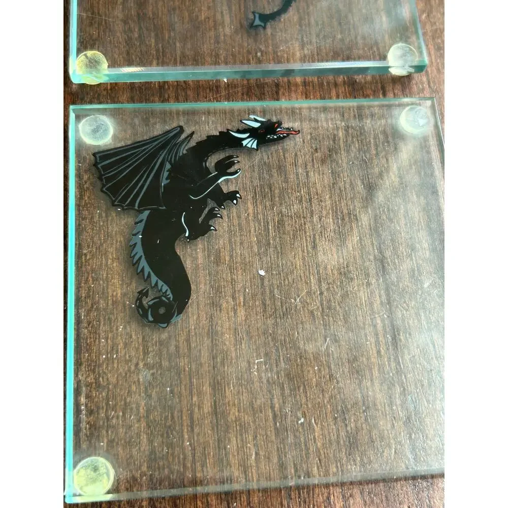 New dragon glass coaster set Gothic mythic gift